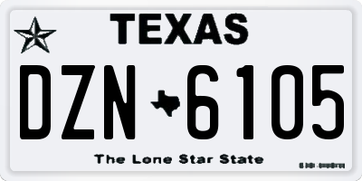 TX license plate DZN6105