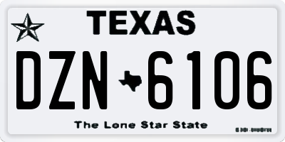 TX license plate DZN6106