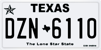 TX license plate DZN6110