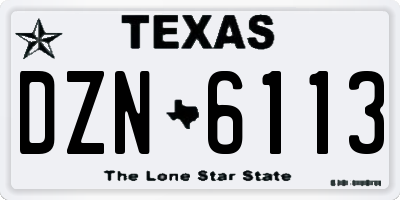 TX license plate DZN6113