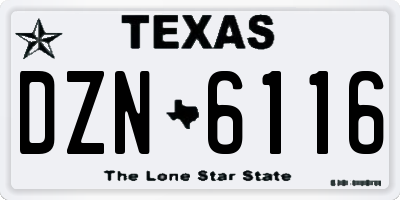 TX license plate DZN6116
