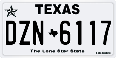 TX license plate DZN6117