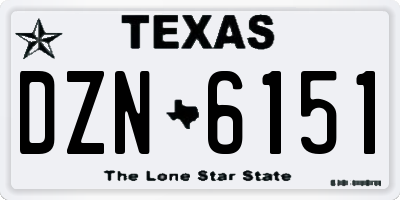 TX license plate DZN6151