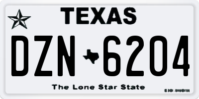TX license plate DZN6204