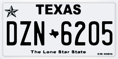 TX license plate DZN6205