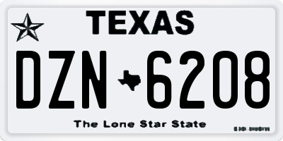 TX license plate DZN6208