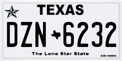 TX license plate DZN6232