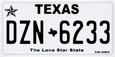TX license plate DZN6233