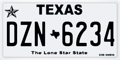 TX license plate DZN6234