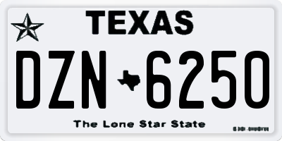TX license plate DZN6250