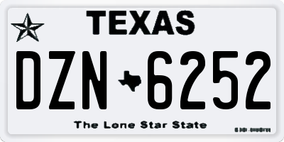 TX license plate DZN6252