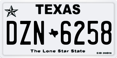 TX license plate DZN6258