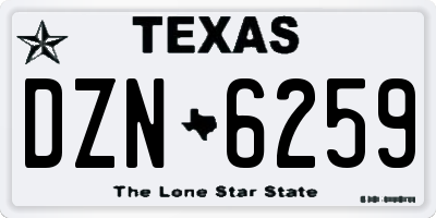 TX license plate DZN6259
