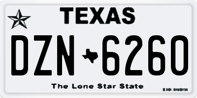 TX license plate DZN6260