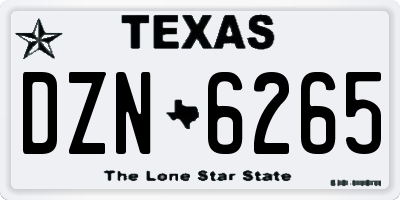 TX license plate DZN6265