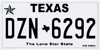 TX license plate DZN6292