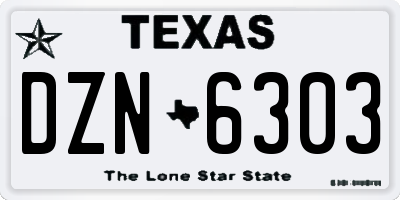 TX license plate DZN6303