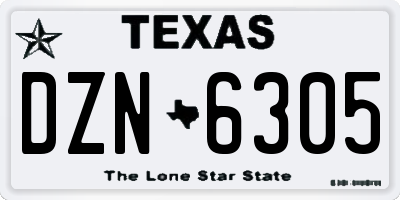 TX license plate DZN6305