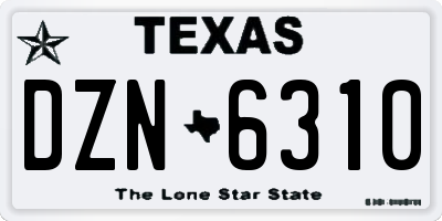 TX license plate DZN6310