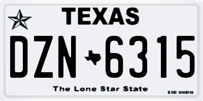 TX license plate DZN6315