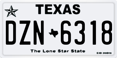 TX license plate DZN6318