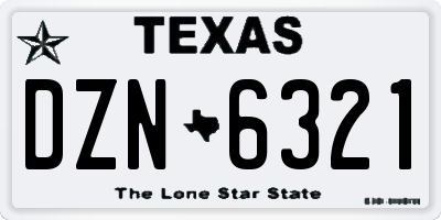 TX license plate DZN6321