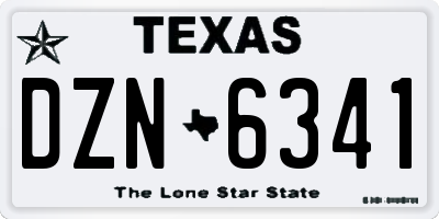 TX license plate DZN6341