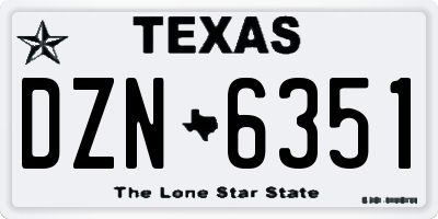 TX license plate DZN6351