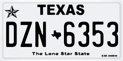 TX license plate DZN6353