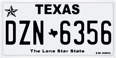 TX license plate DZN6356