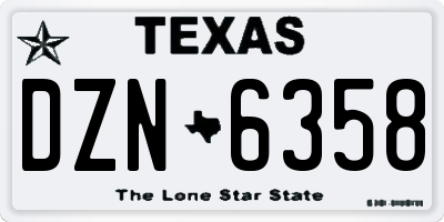 TX license plate DZN6358