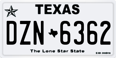 TX license plate DZN6362