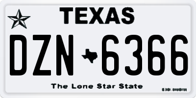 TX license plate DZN6366