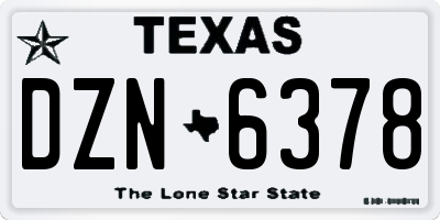 TX license plate DZN6378