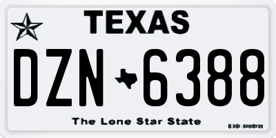 TX license plate DZN6388
