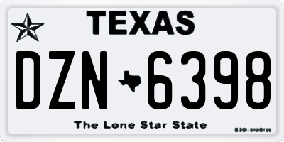 TX license plate DZN6398