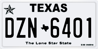 TX license plate DZN6401