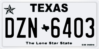 TX license plate DZN6403