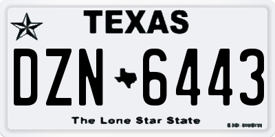 TX license plate DZN6443