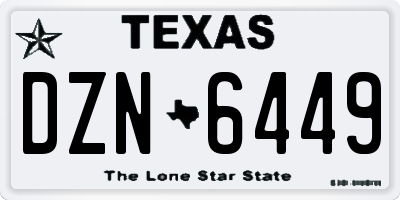 TX license plate DZN6449