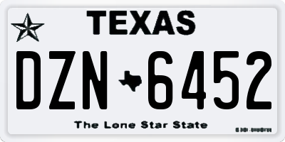 TX license plate DZN6452