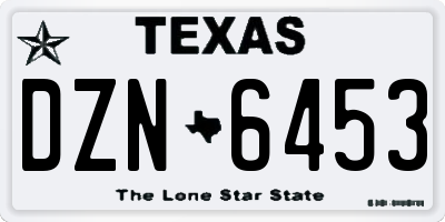 TX license plate DZN6453