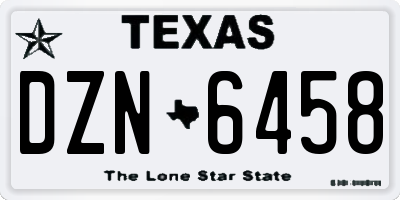 TX license plate DZN6458