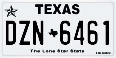 TX license plate DZN6461