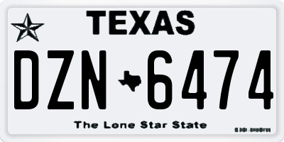 TX license plate DZN6474