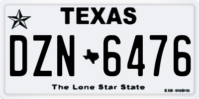 TX license plate DZN6476