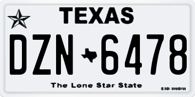 TX license plate DZN6478