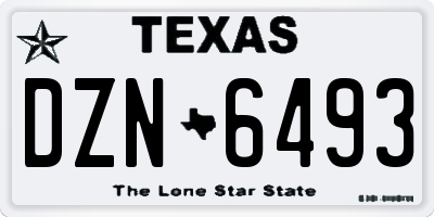 TX license plate DZN6493
