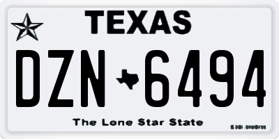 TX license plate DZN6494
