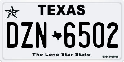 TX license plate DZN6502